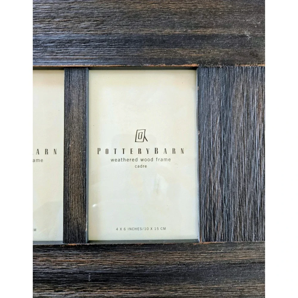 Pottery Barn Weathered Wood Frame 4x6 ×3 Photo Slots Rustic Farmhouse New No Box